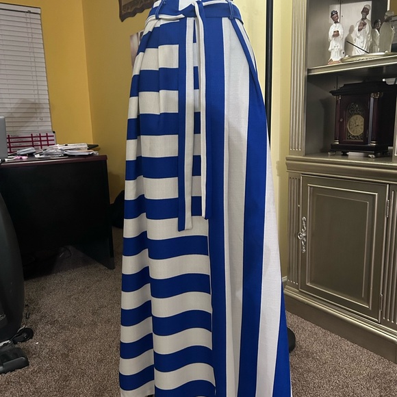 Striped Royal Blue and White Maxi Skirt - Picture 2 of 3